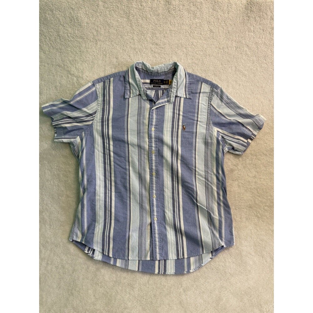 Polo Ralph Lauren Shirt Mens XL Blue White Striped Pony Classic Fit Button Down